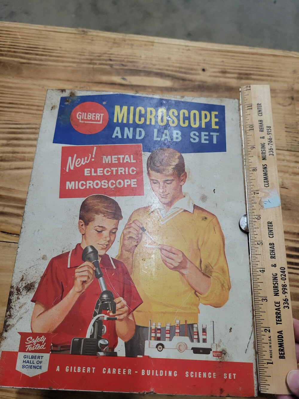 Gilbert Microscope and Lab Set Metal Electric Microscope Vintage Science Kit